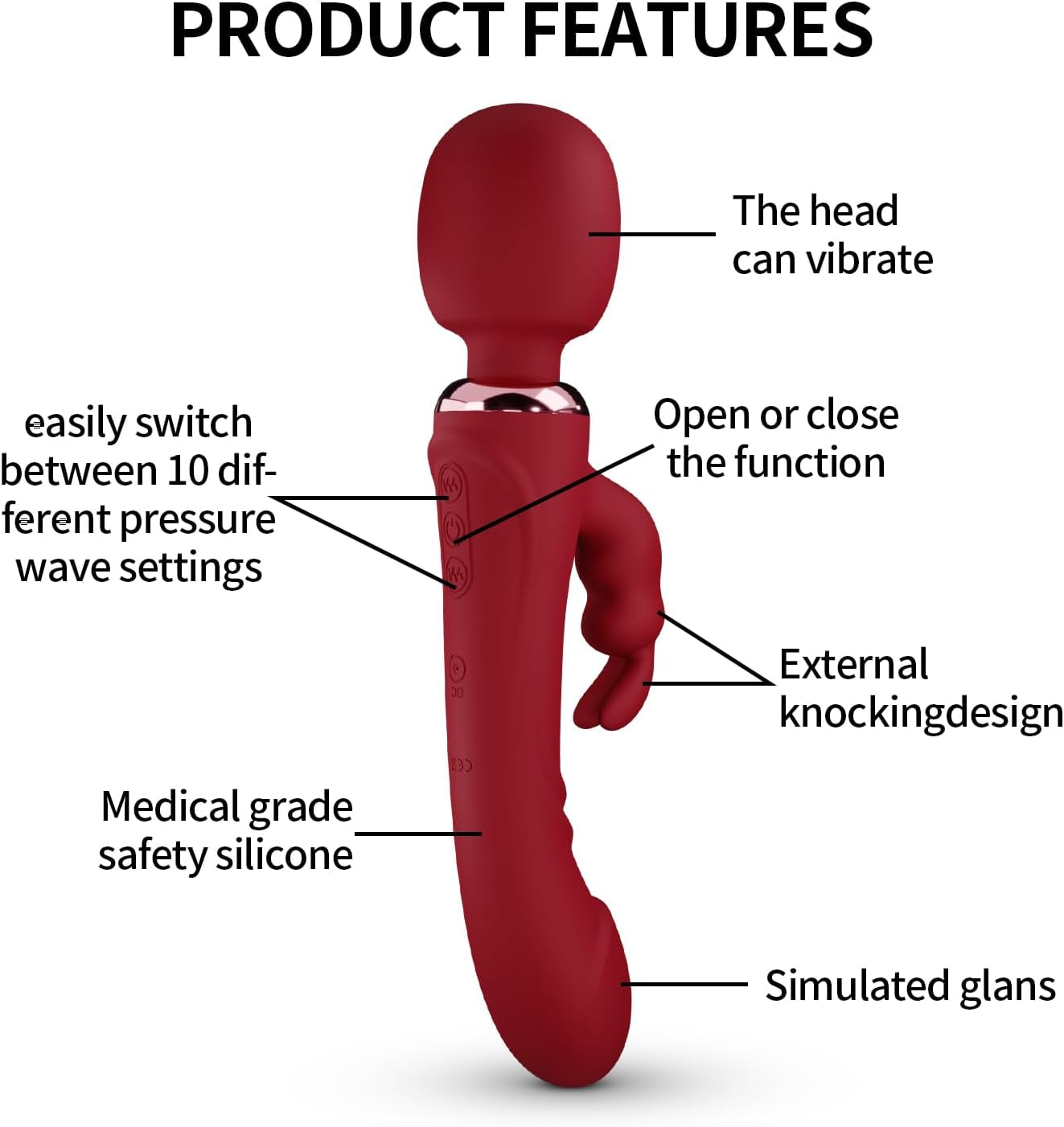CrimsonWave Rabbit Vibrator Sex Wand  10 Modes Silicone Waterproof