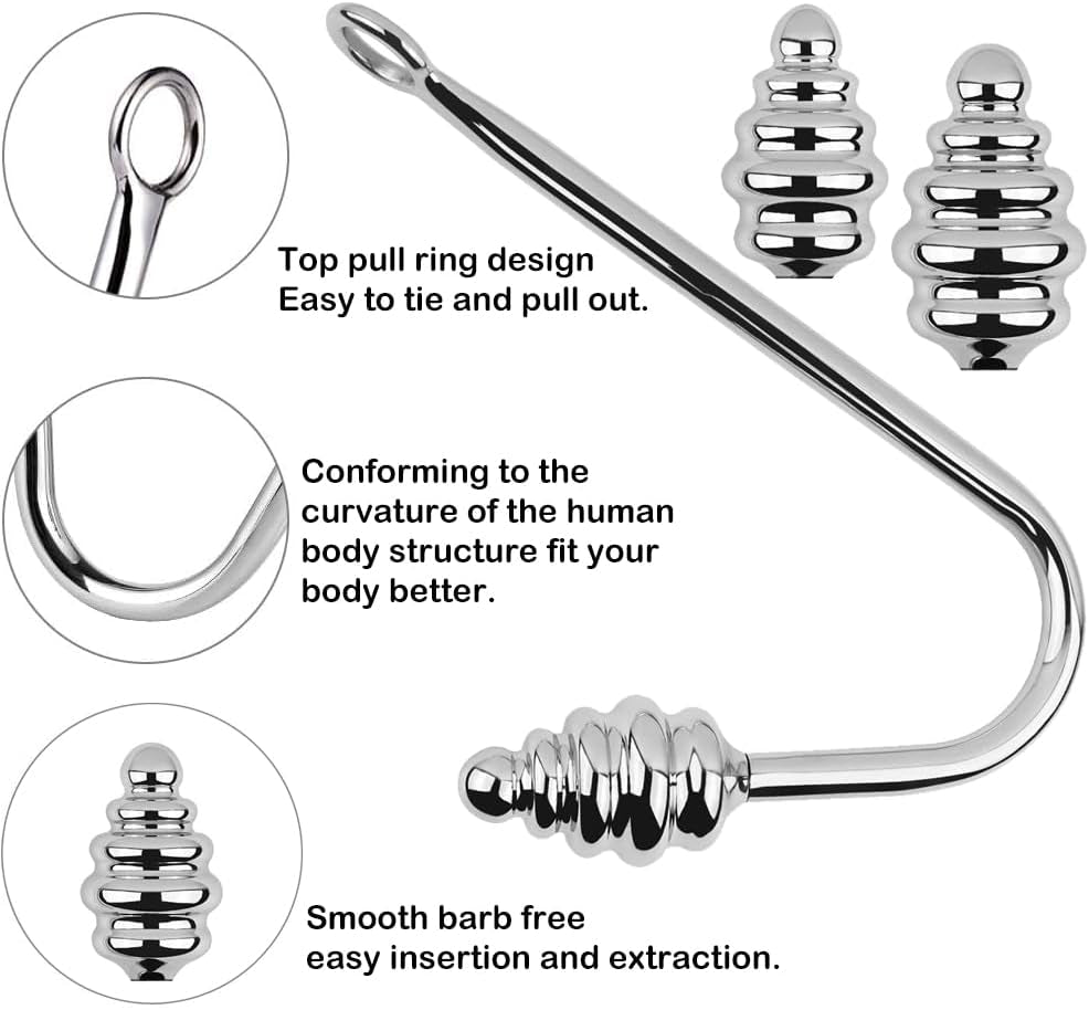 SpiralSteel Spiral Stainless Steel Anal Hook 3 Balls