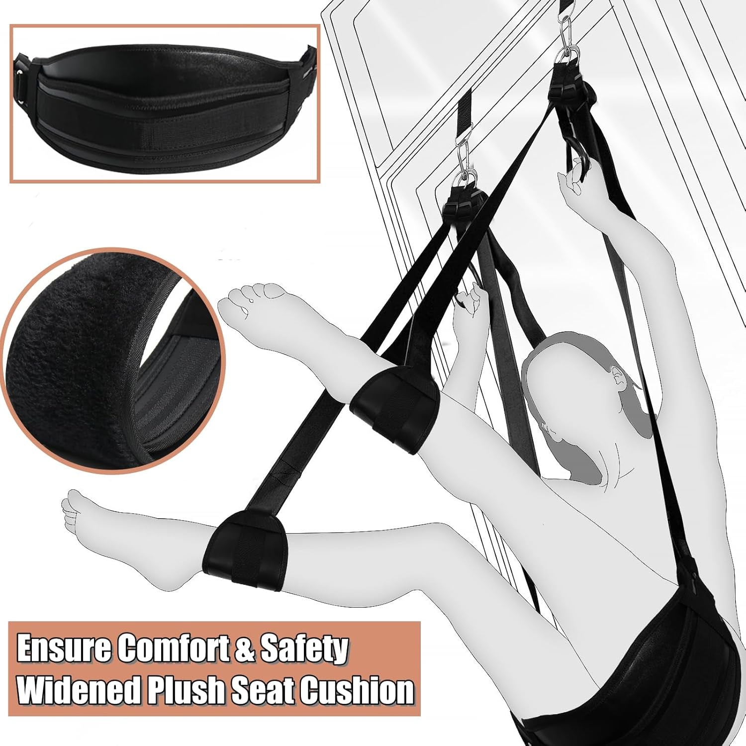 AcryluX Door Sex Swing with PU Cushion 300lb