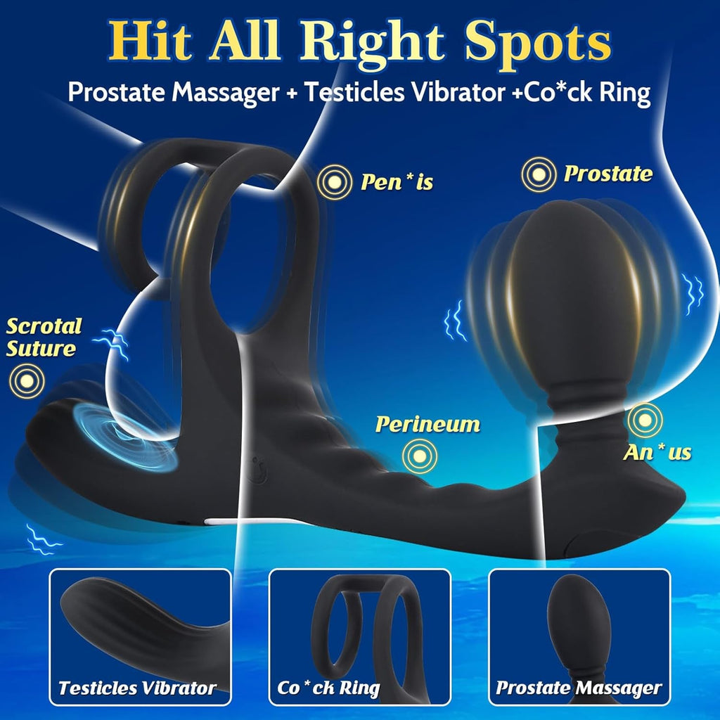 PulseCoreX Prostate Massager Cock Ring 7 Modes Remote Waterproof