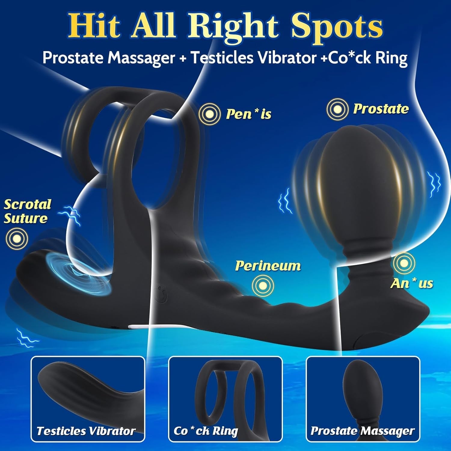 PulseCoreX Prostate Massager Cock Ring 7 Modes Remote Waterproof