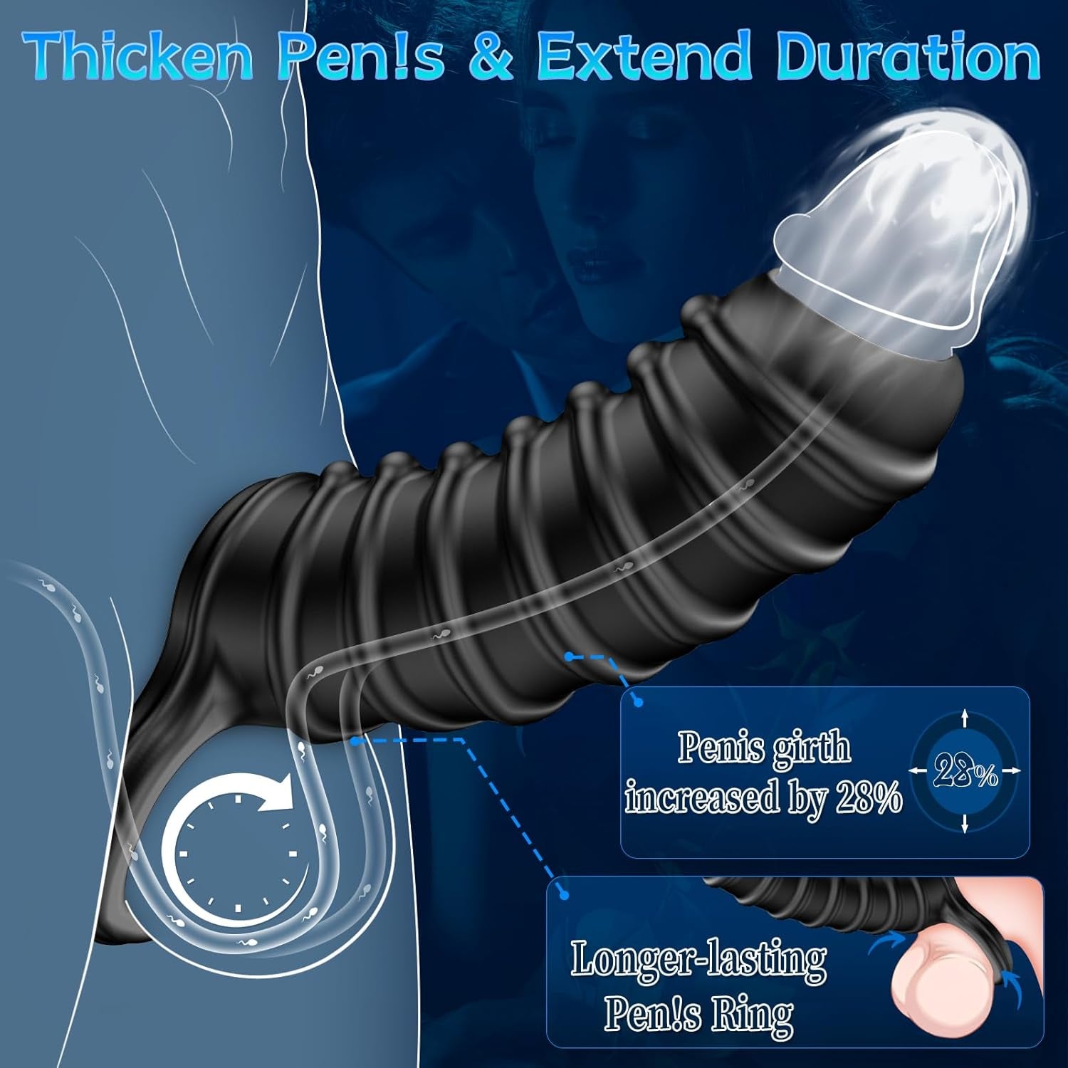TextureMax Penis Sleeve Girth Enhancer Silicone Ring