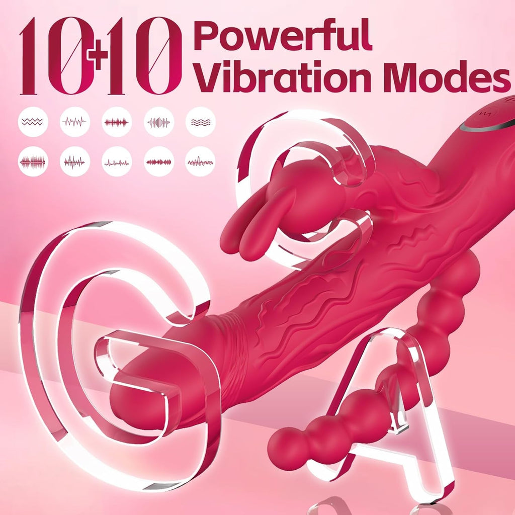 RoseFlux 3-in-1 Rabbit Vibrator 10 Modes Silicone Waterproof