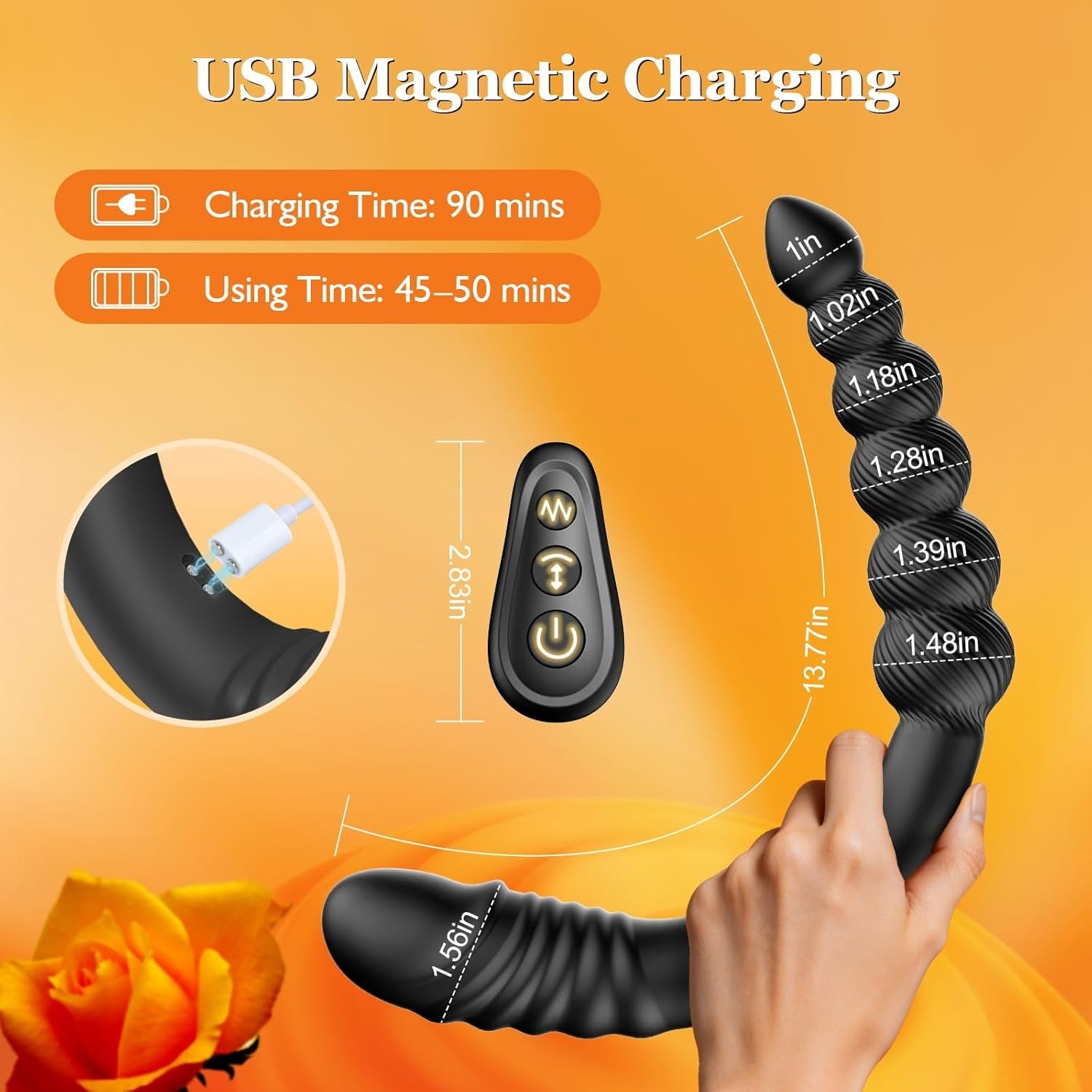 TwinPulseX Thrusting Dildo & Anal Beads Dual-Ended Vibrator