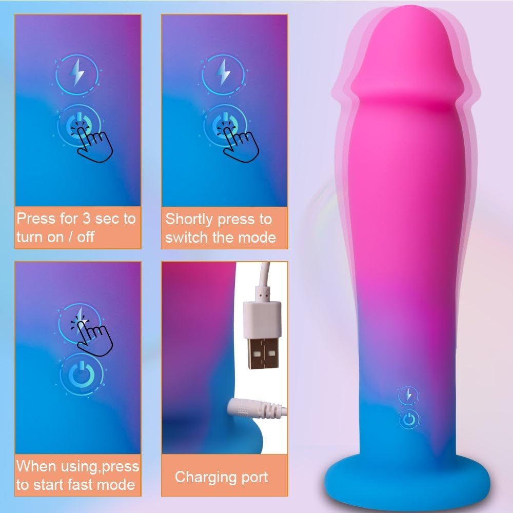 PulseCore8X 7.5” Vibrating Dildo 8 Modes Suction Cup Waterproof