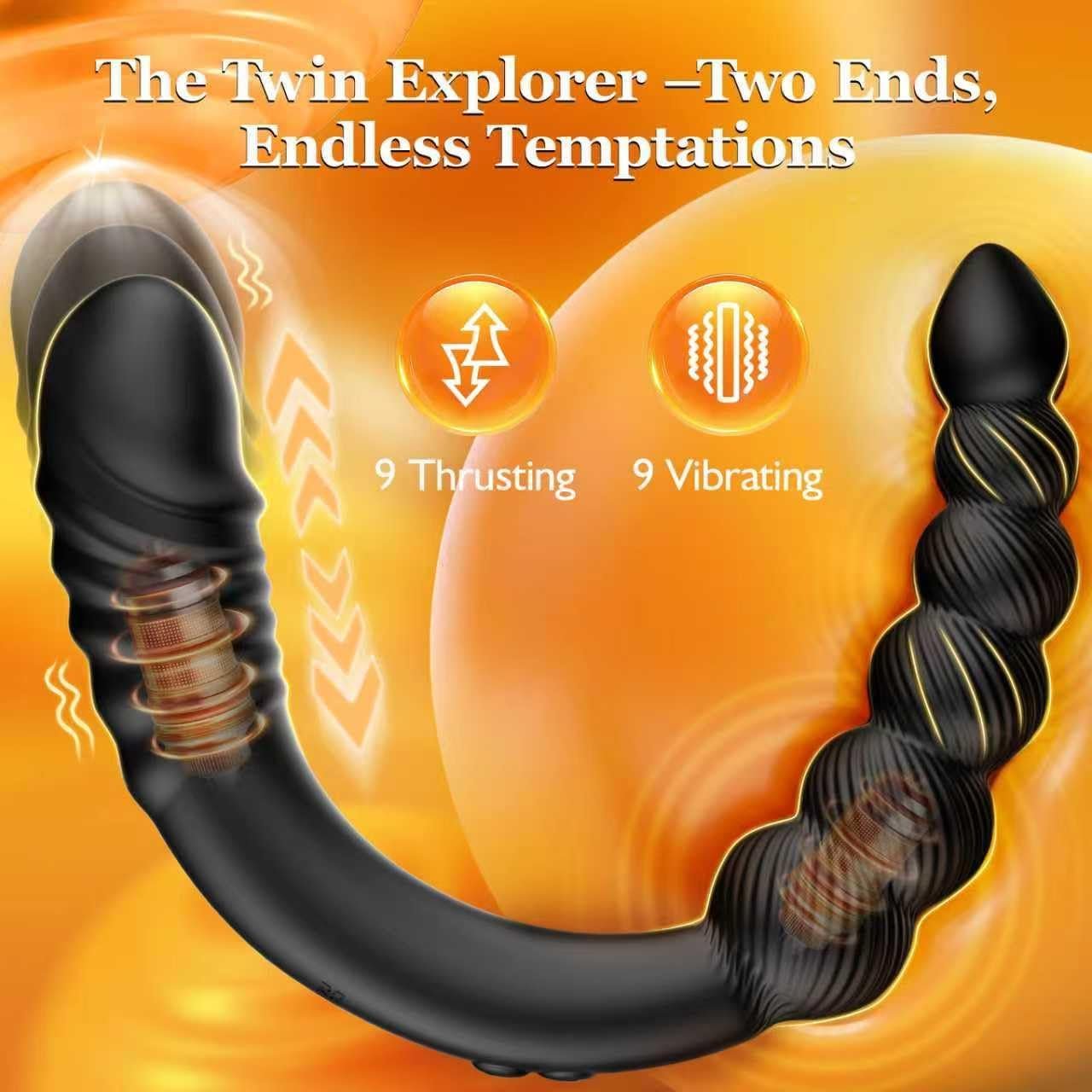 TwinPulseX Thrusting Dildo & Anal Beads Dual-Ended Vibrator