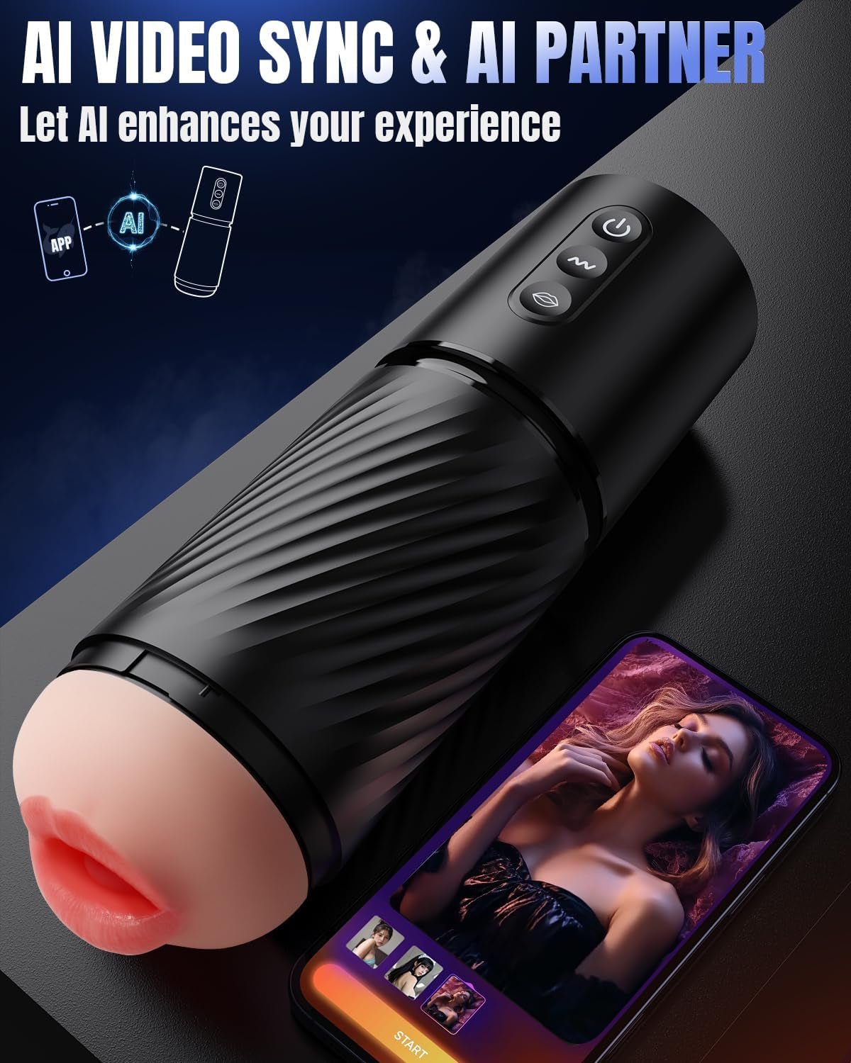 NeuroSync AI Sync Pocket Pussy 3 Sleeves Dual Motor Stroker