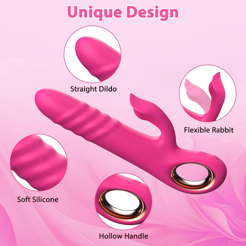 VortexPulse Thrusting Rabbit Vibrator 10 Thrust 10 Modes Silicone
