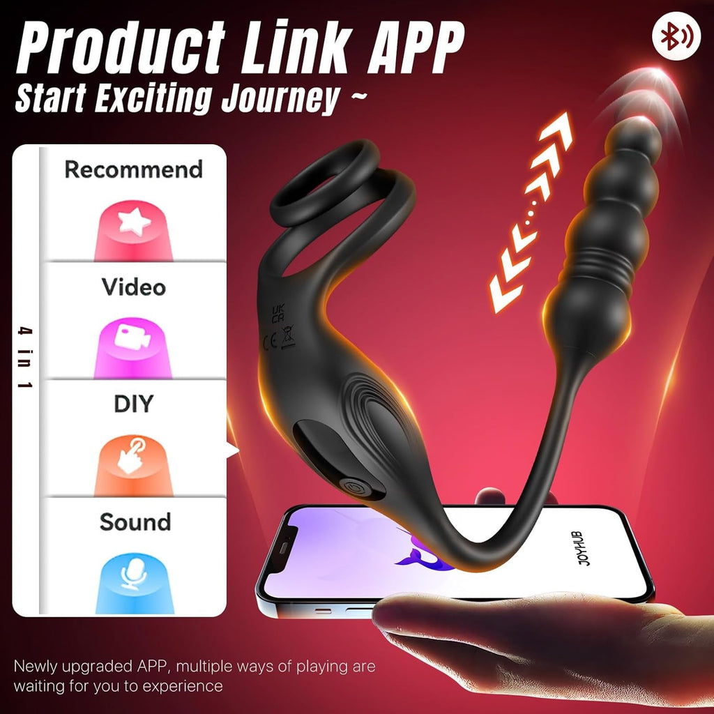 SyncThrustX Prostate Massager Cock Ring 10 Modes Thrusting