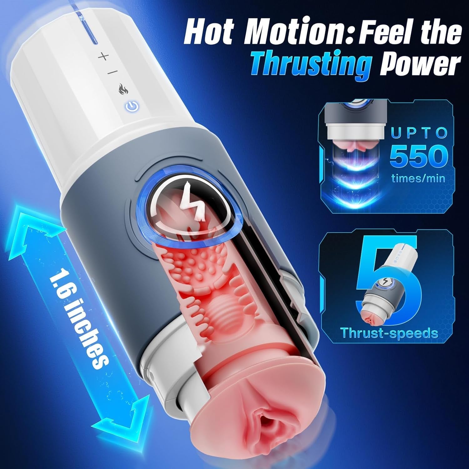 HyperGlide AI App Control Thrusting Heated Pocket Pussy Stroker