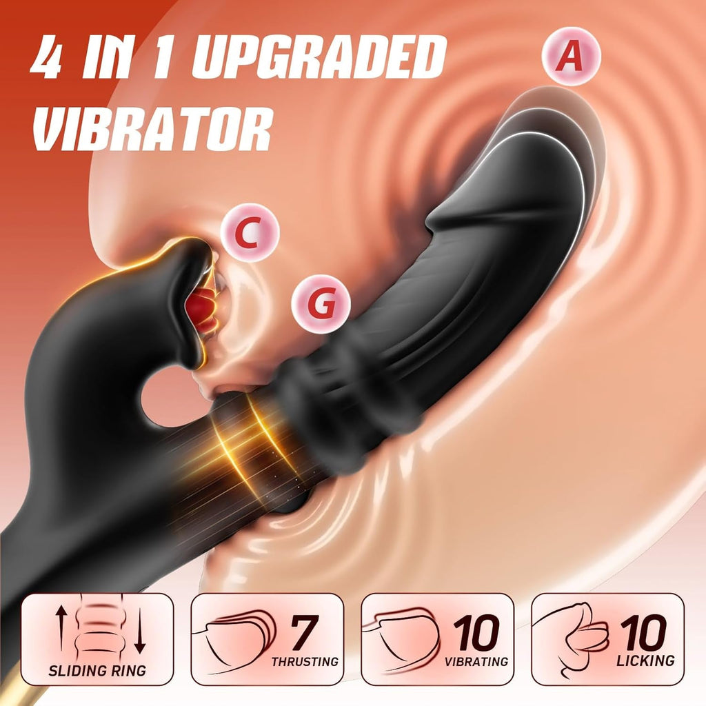 NoctraSlide AI Thrust Rabbit Licking Vibrator 4-in-1 G-Spot Toy