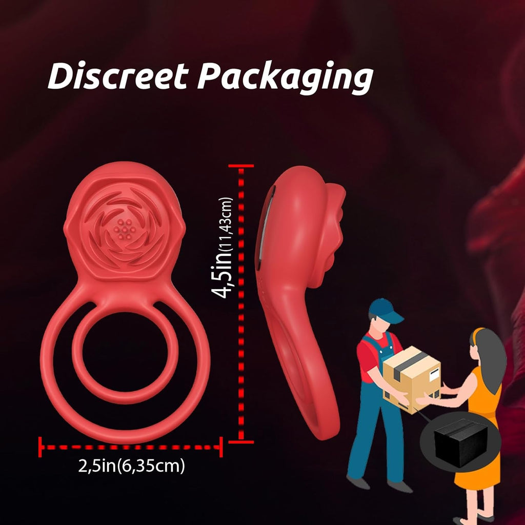 PetalGrip Rose Cock Ring Clit Stimulator 7 Modes Silicone