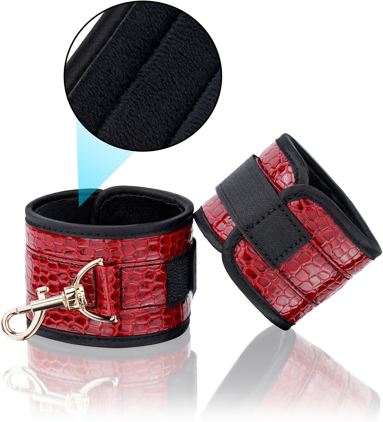 CrimsonCroc Red Crocodile Spreader Bar with Cuffs
