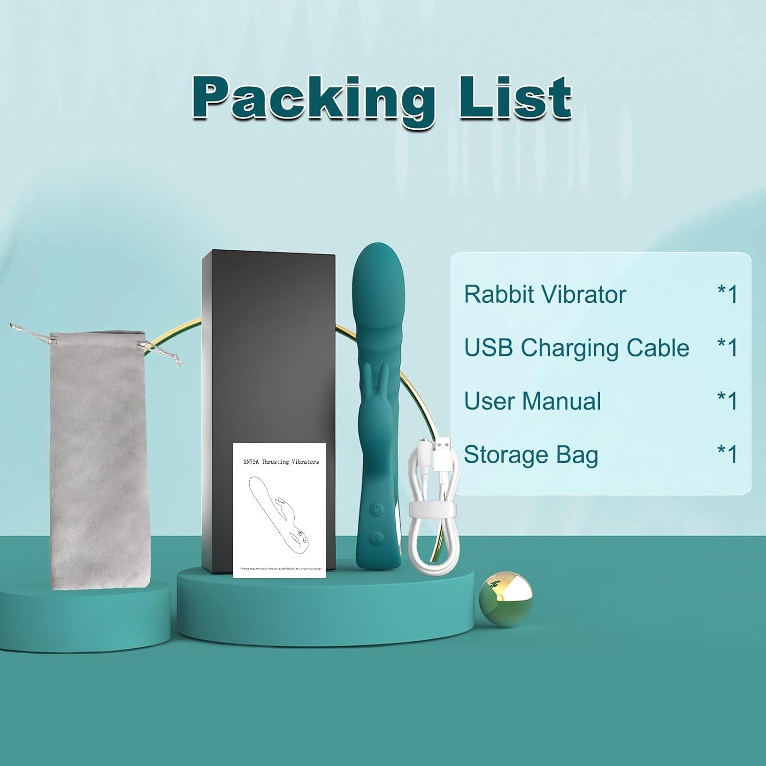 ThrustAura Thrusting Rabbit Vibrator 3 Motor 10 Modes Waterproof