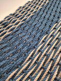 Large Navy Blue and Tan Lobster Rope Mat made with Lobster Rope, Double Weave, Vibrant, Long Lasting Durable