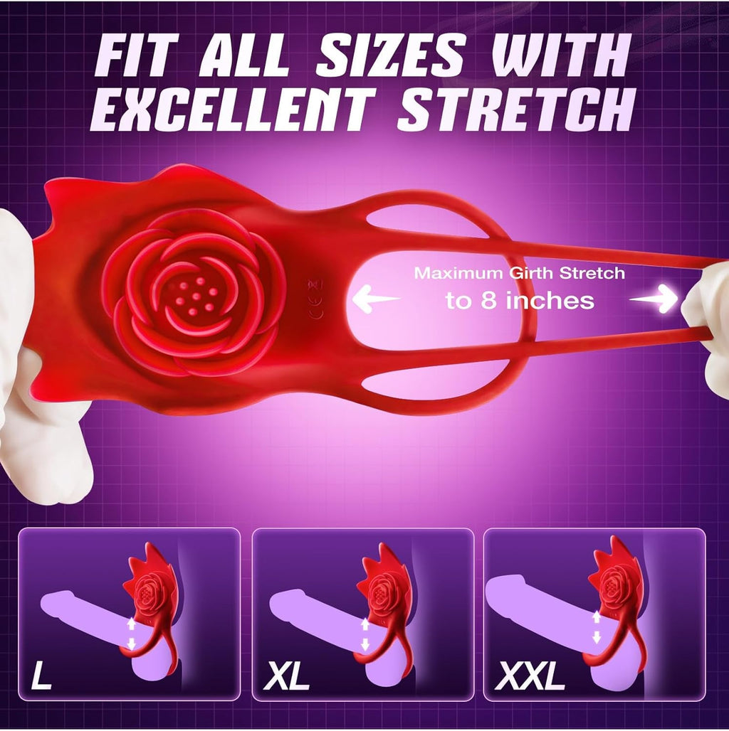 PetalSync Rose AI Cock Ring Clit Stimulator App Control 9 Modes