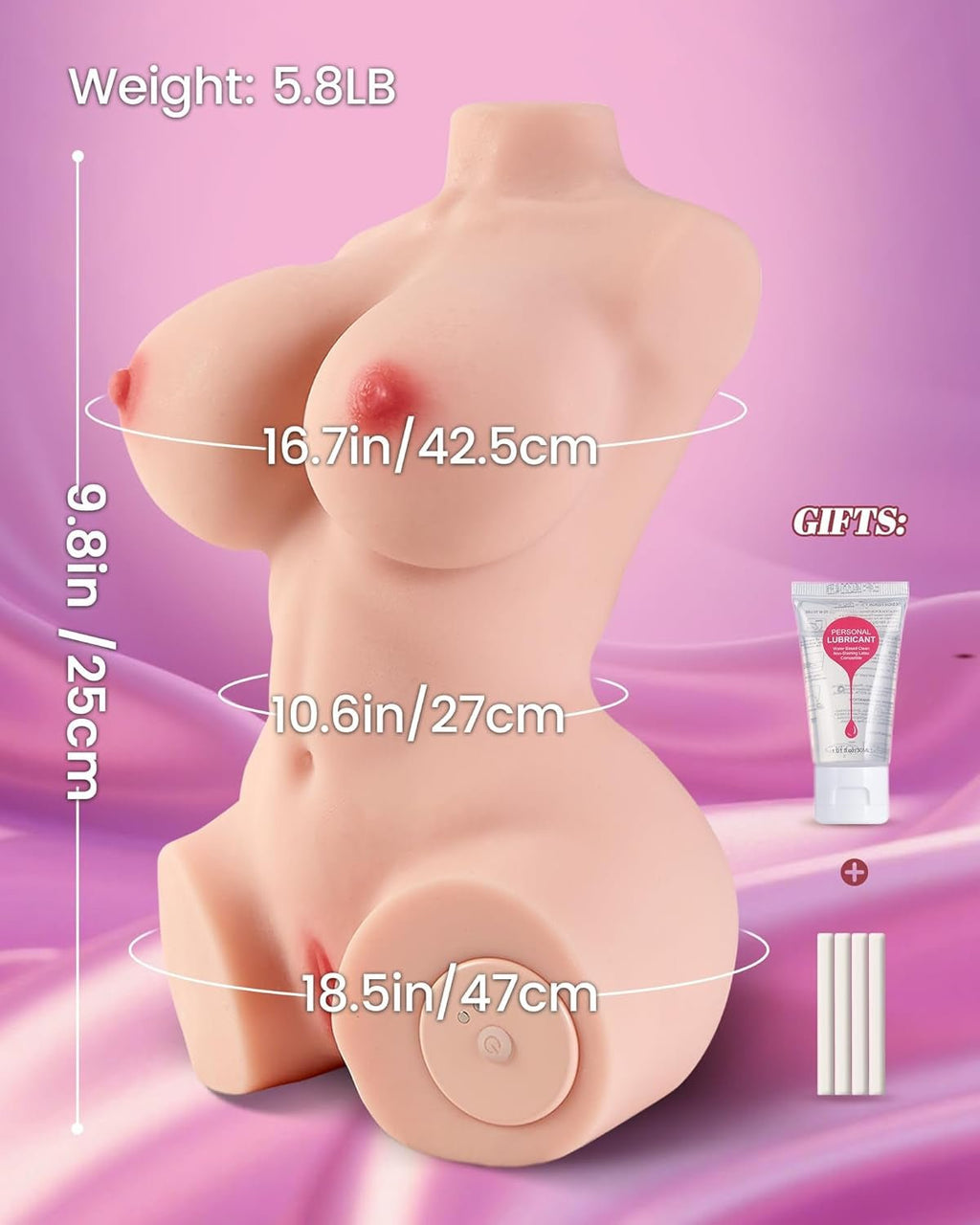 PulseForm Vibrating Dual Channel Torso Sex Doll 5.8LB