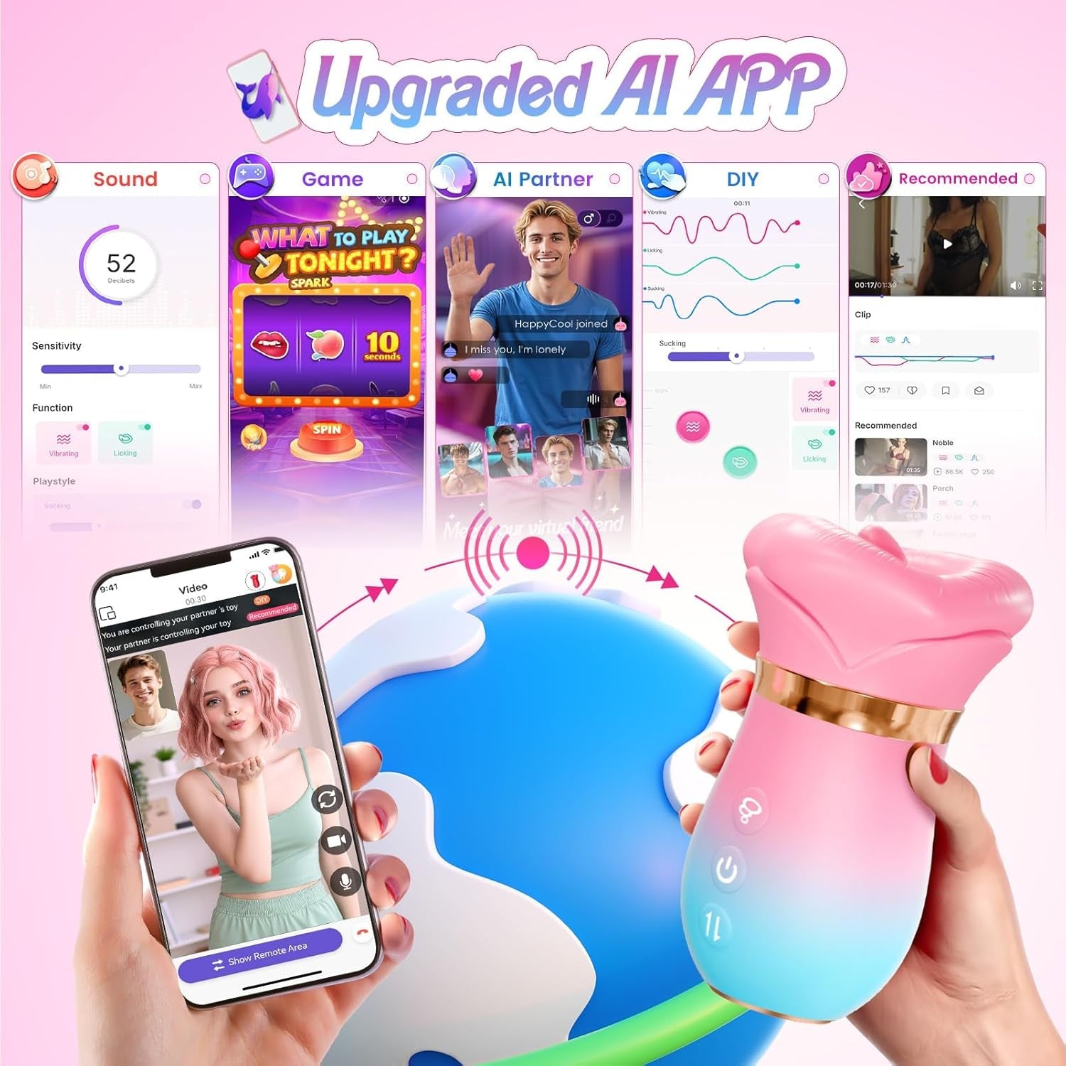 VelouraX AI Mouth Clit Sucker Wand App Waterproof Quiet