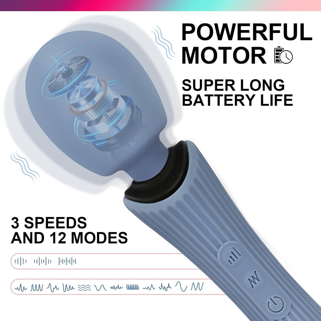 AquaLock Waterproof Wand Vibrator 12 Modes
