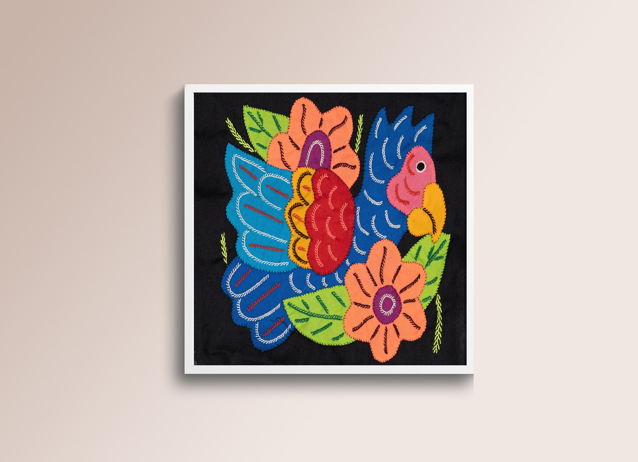 Blue Parrot Bird with Flower Molita