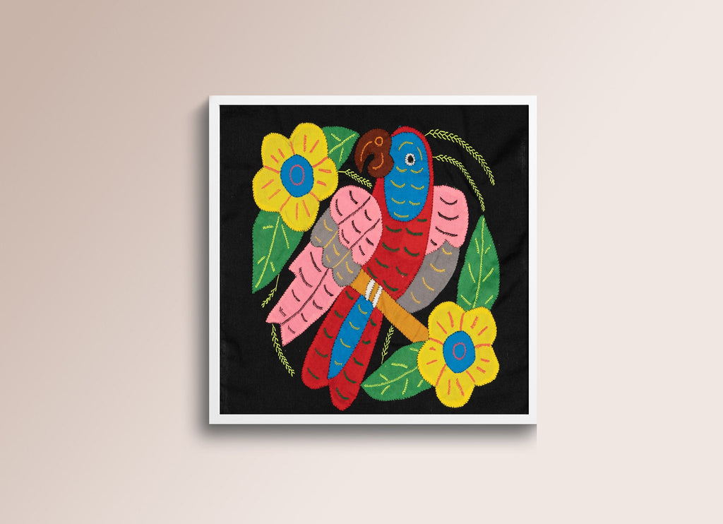 Red Blue And Pink Parrot with Flower Molita