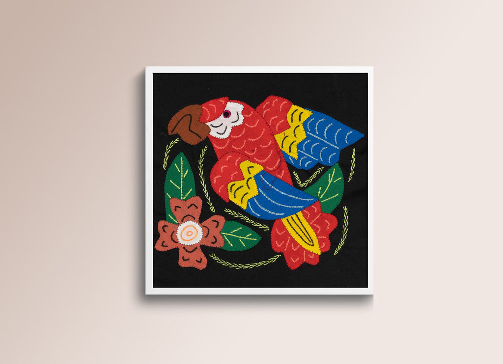 Red Yellow And Blue Parrot with Flower Molita