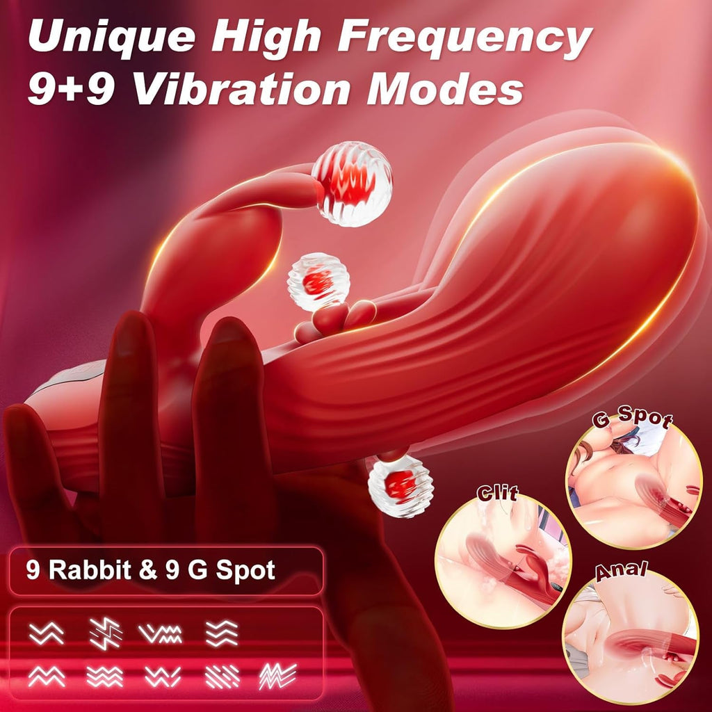 TriSyncX 3-in-1 Rabbit Vibrator 9 Modes Flapping LED Display