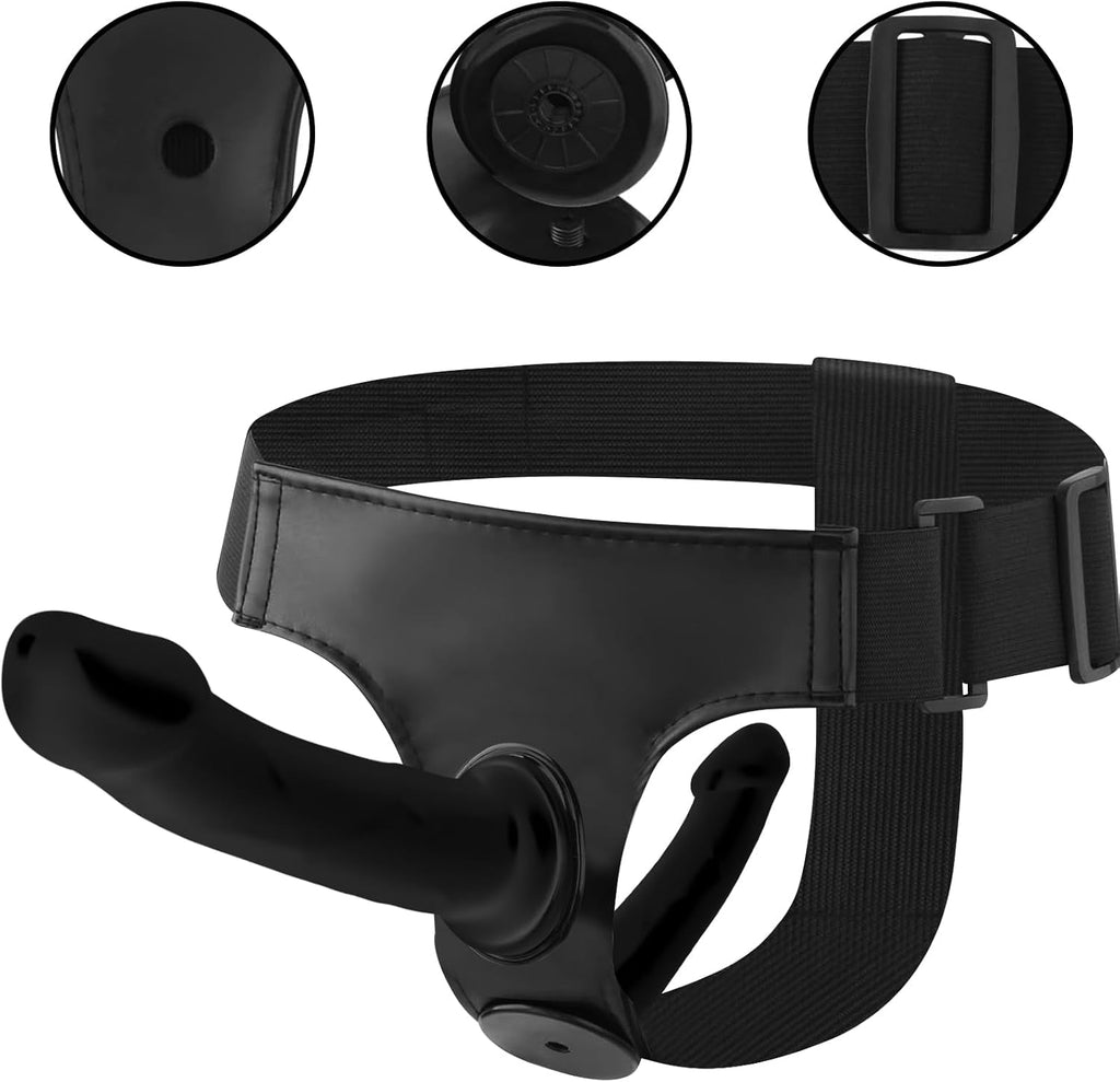 ObsidianXII Ebony Strap-On Harness with Dual Dildos