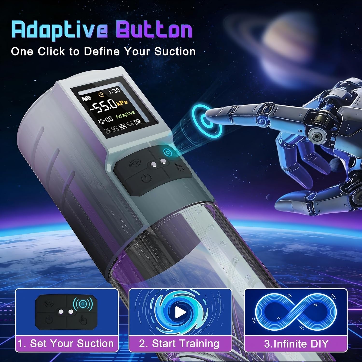 AdaptiX Penis Pump 6 Modes Adaptive LCD