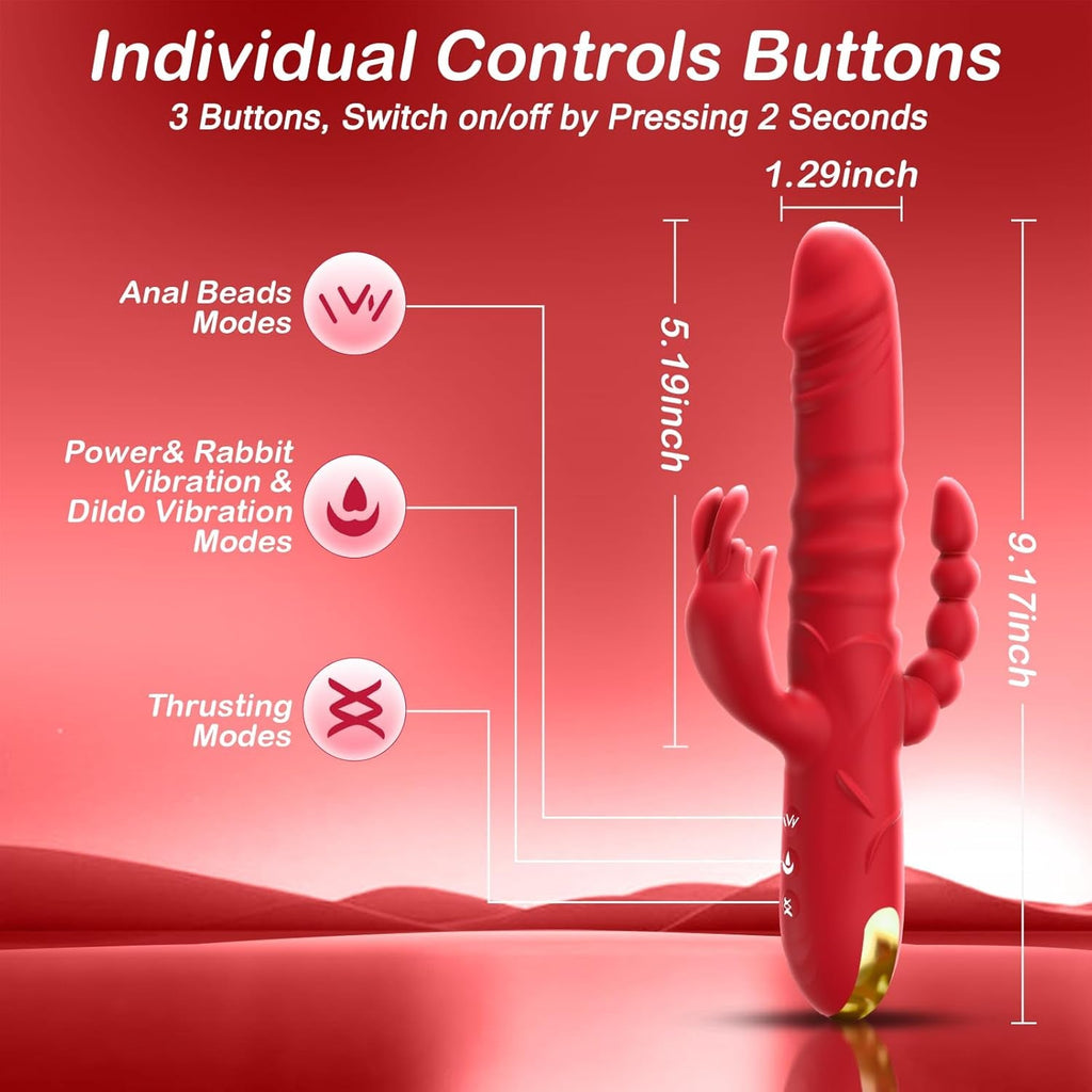 QuadraCore 4-in-1 Thrusting Rabbit Vibrator 3 Thrust 10 Modes