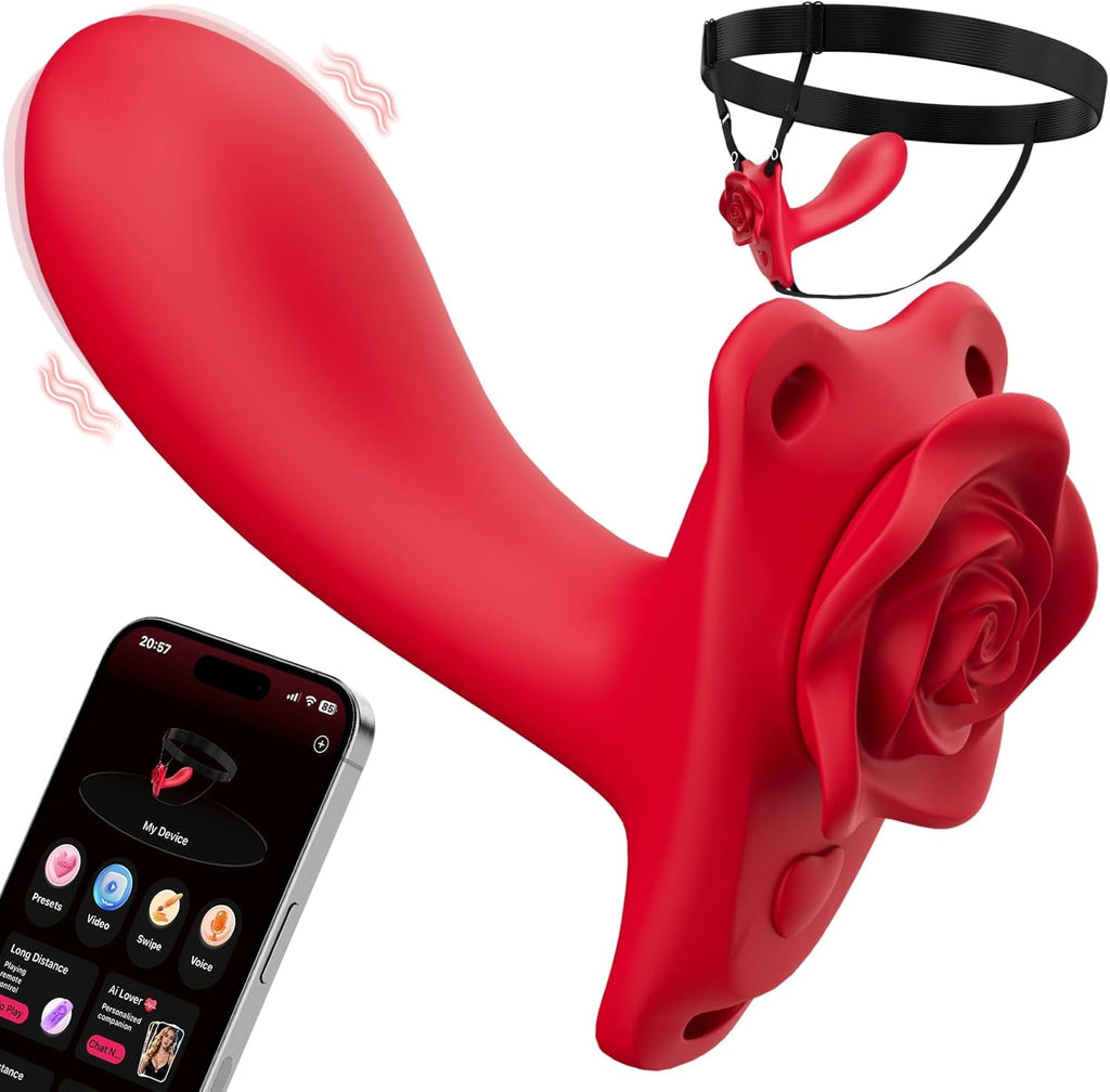RoseRider Wearable Strap-On Panty Vibrator APP 10 Modes