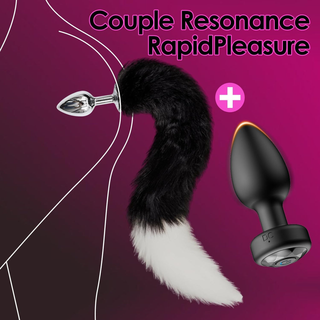 DualPlay Remote Vibrating Plug & Fox Tail Anal Set