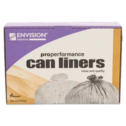 AbilityOne 8105015574983, SKILCRAFT High Density (HDPE) Coreless Roll Can LinersNatural, 33 gal, 12 microns, 33" x 40", Natural, 250/Box