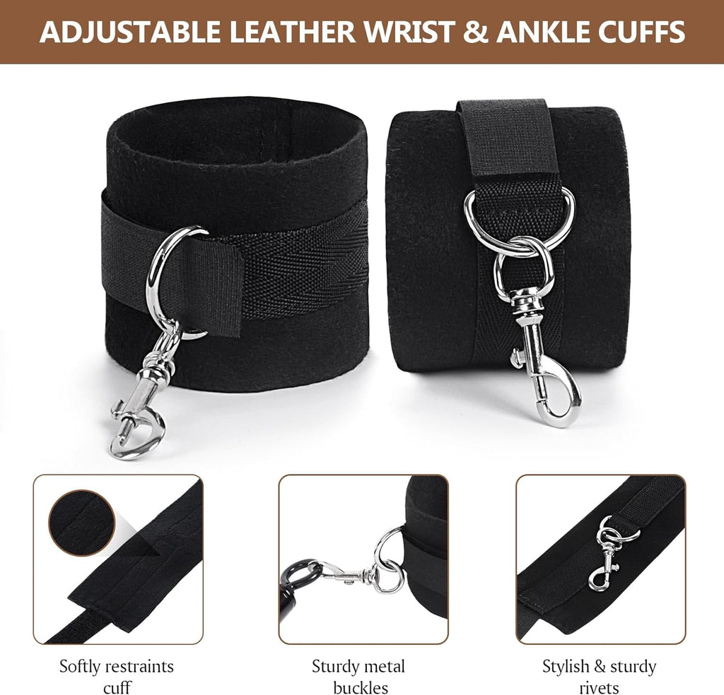 VelvetSpread Adjustable BDSM Spreader Bar with Cuffs