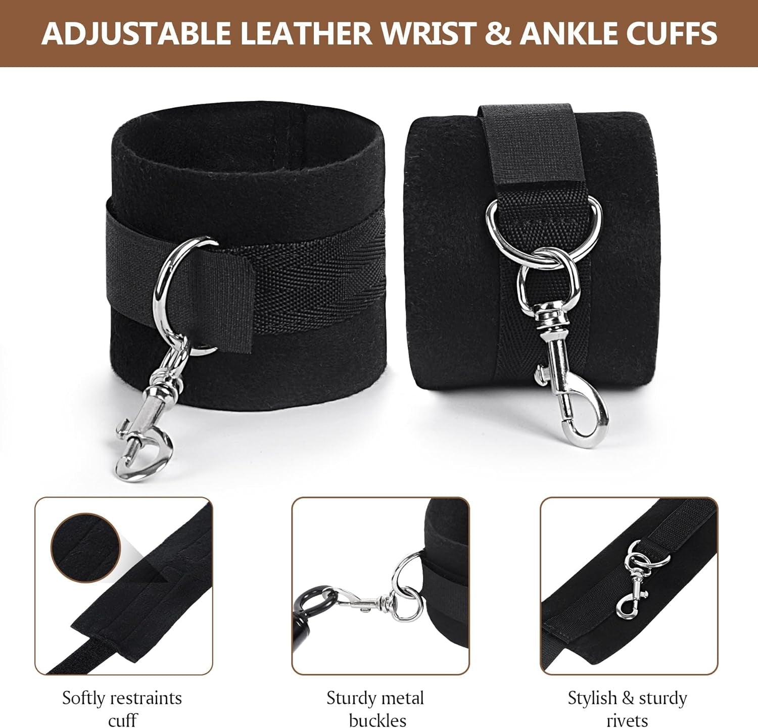 VelvetSpread Adjustable BDSM Spreader Bar with Cuffs