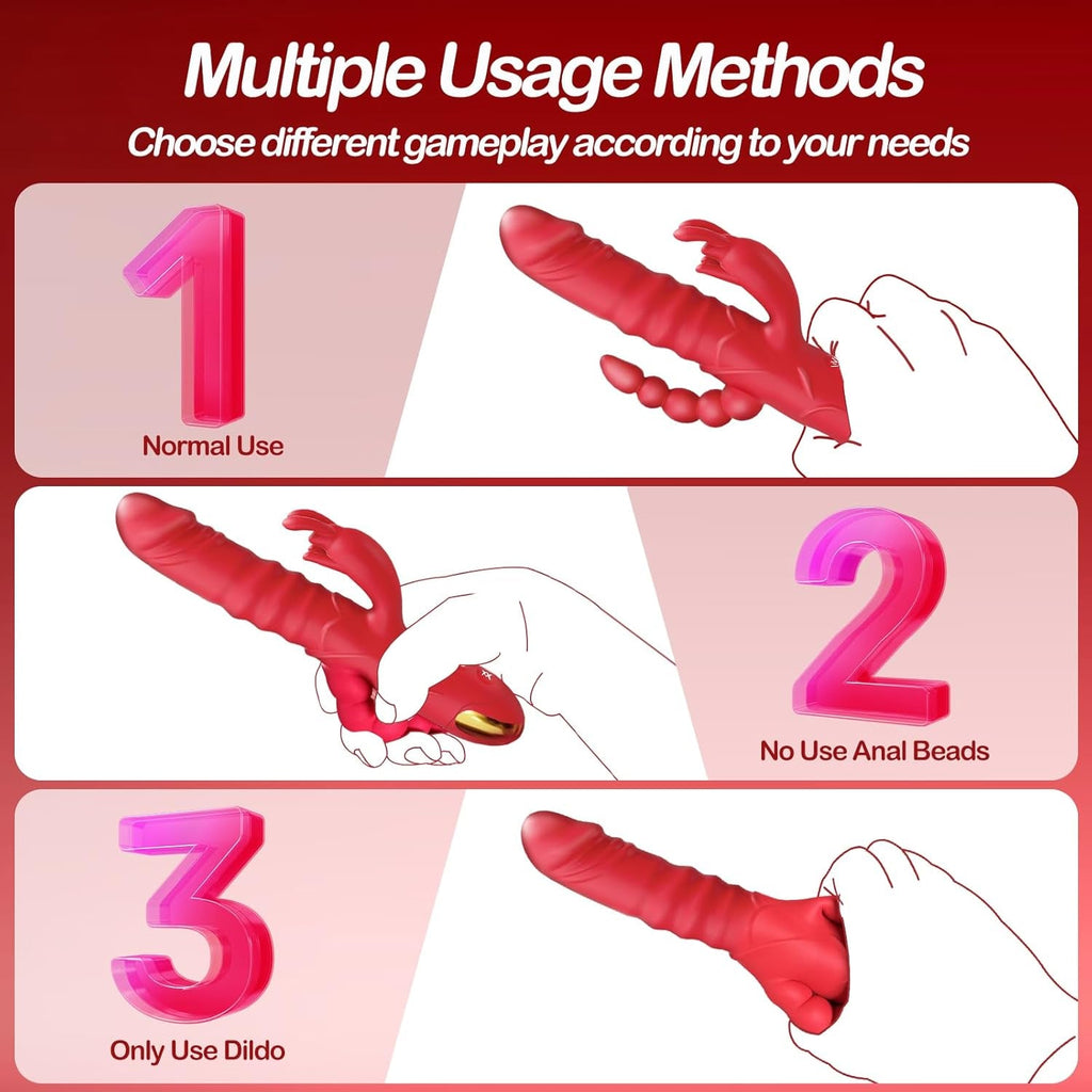 QuadraCore 4-in-1 Thrusting Rabbit Vibrator 3 Thrust 10 Modes