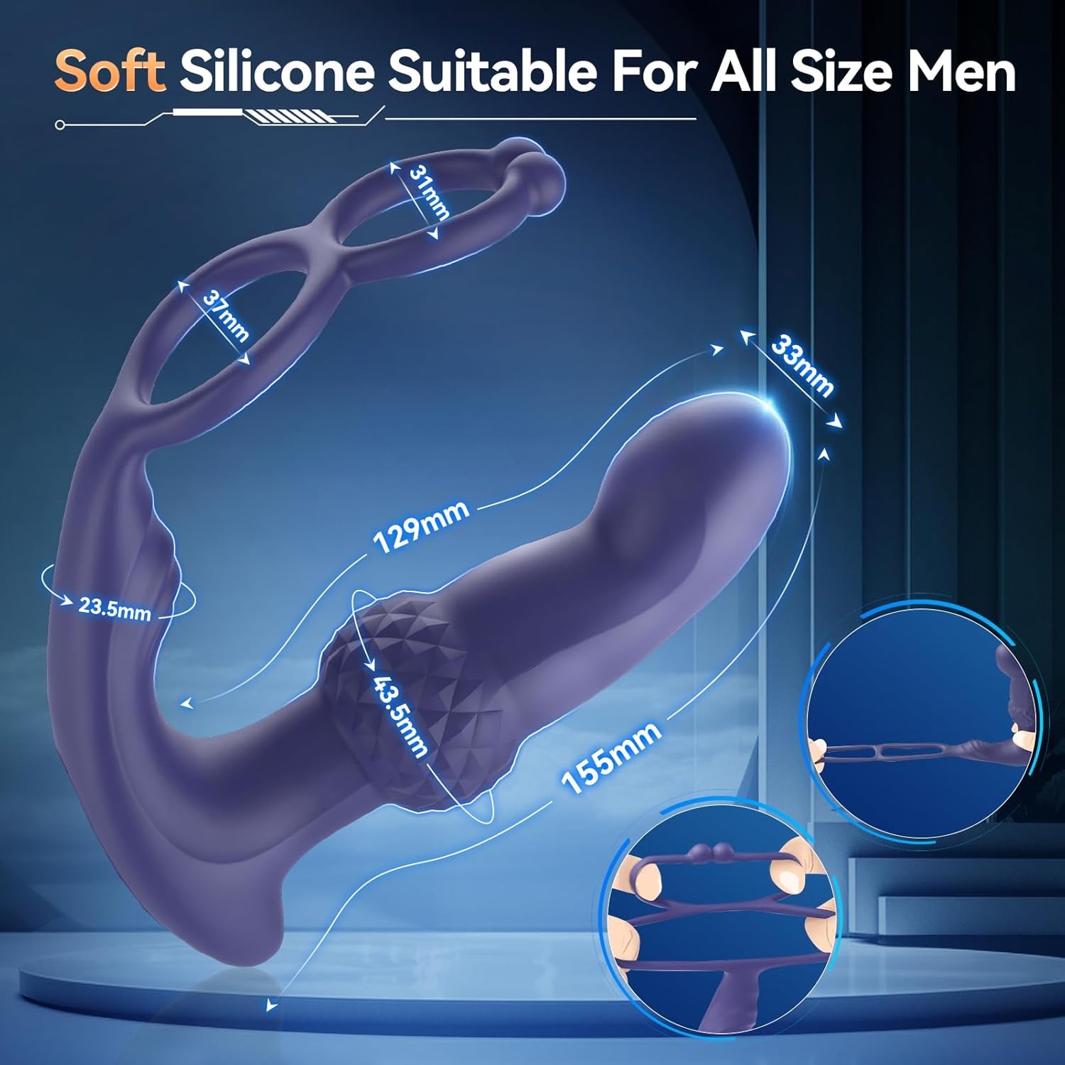 ThrustCore Thrusting Prostate Massager Cock Ring 7 Modes Remote Waterproof