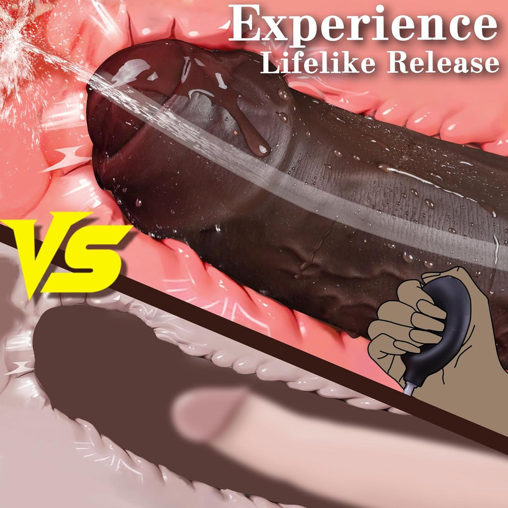 ObsidianCoreX 9.6” Squirting Ebony Dildo Dual Density Suction