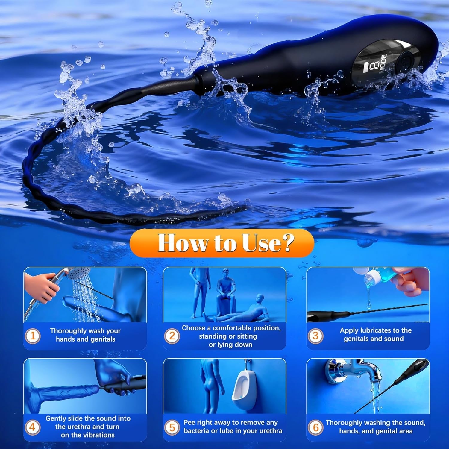 VantaPulse Vibrating Urethral Sound 9 Modes LED