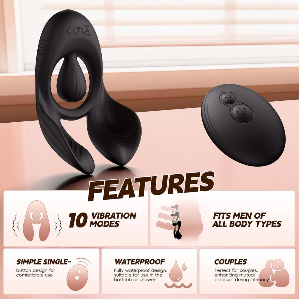 TriZone 3 Motor Cock Ring Clit Testicle Stimulator Remote