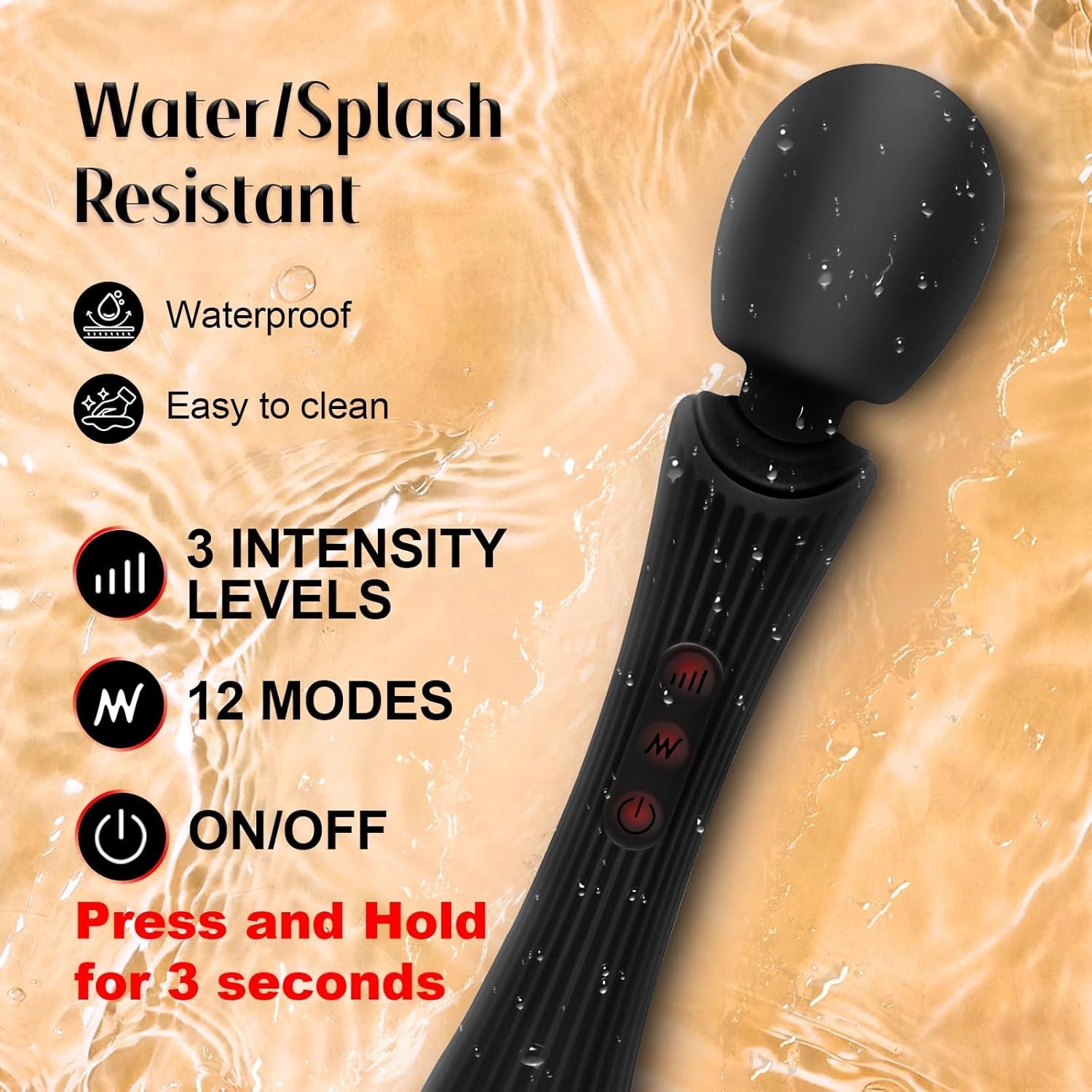 ShadowPulse Compact Wand Vibrator 12 Modes Waterproof
