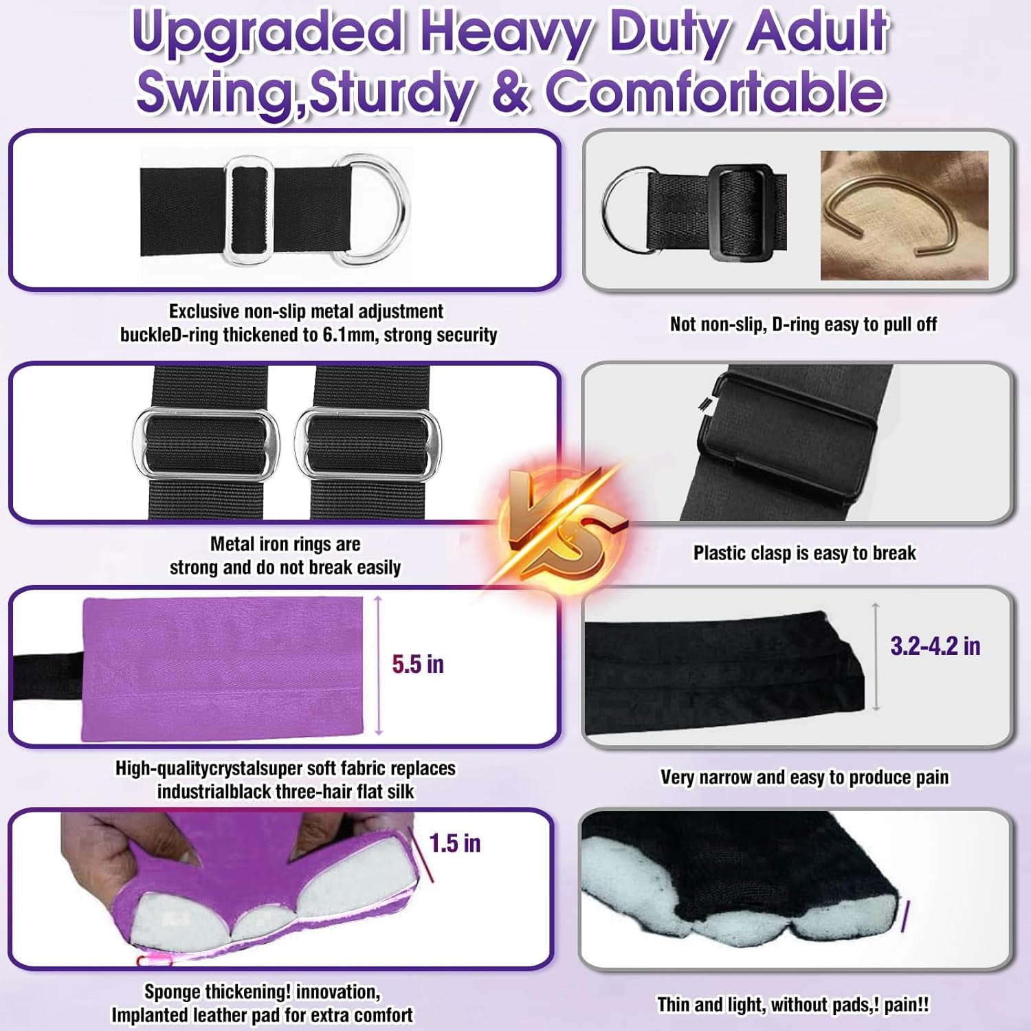 VioletBond Purple BDSM Sex Swing Adjustable