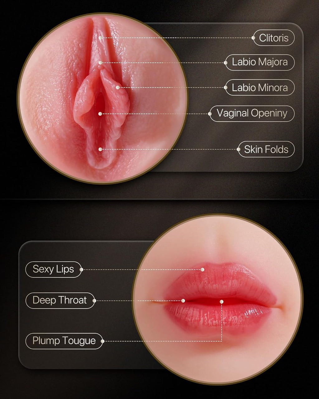 DuoGrip Dual Sleeve Pocket Pussy 7.5" Manual Stroker