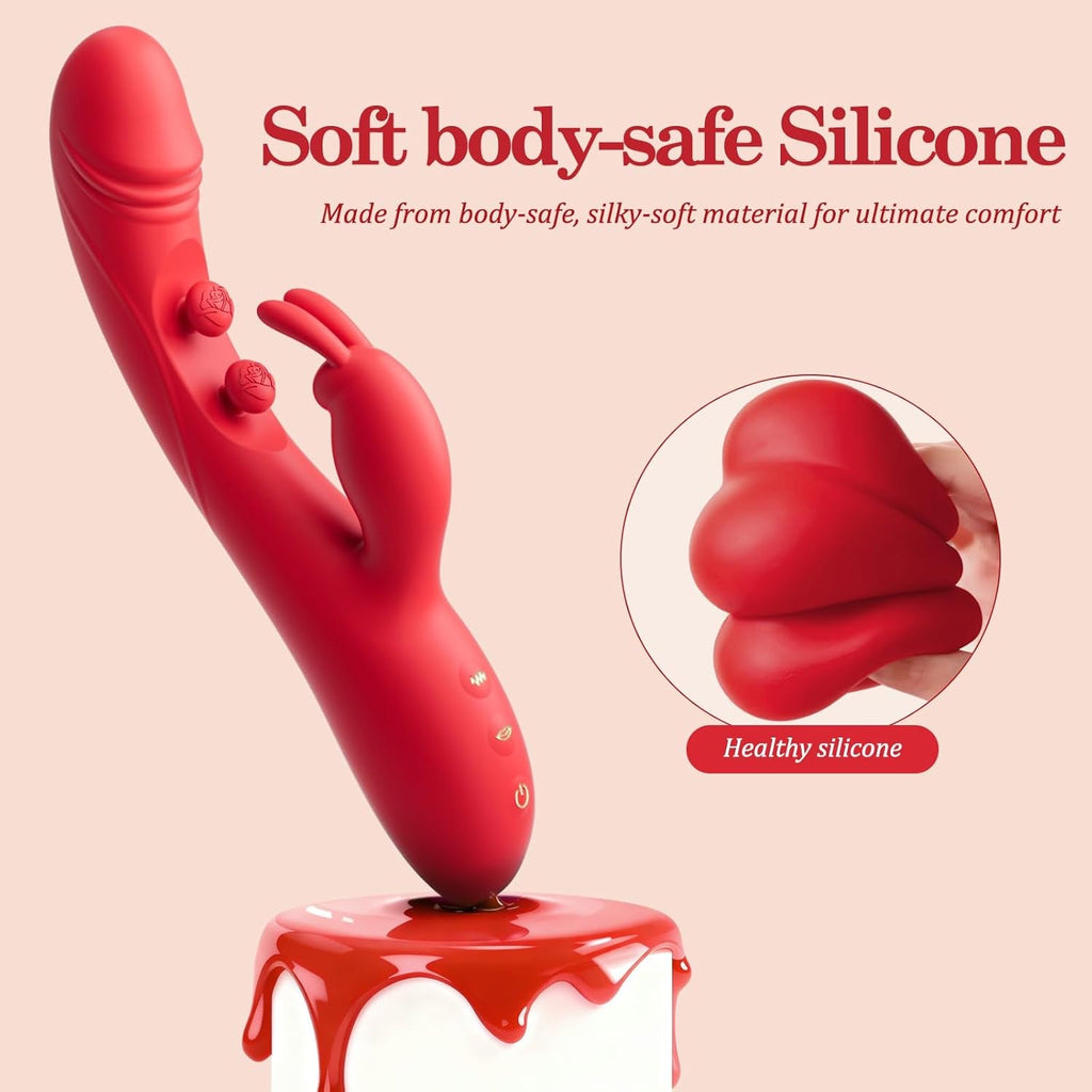 DualRose Rabbit Vibrator 16 Modes Flapping G-Spot Clit Toy