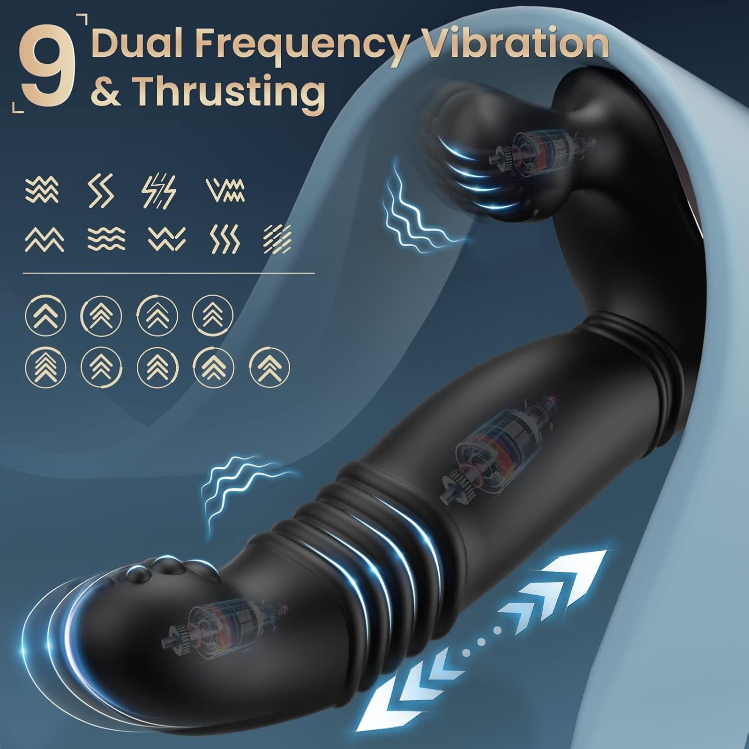 ThrustBead Thrusting Prostate Massager 9 Modes Remote Waterproof
