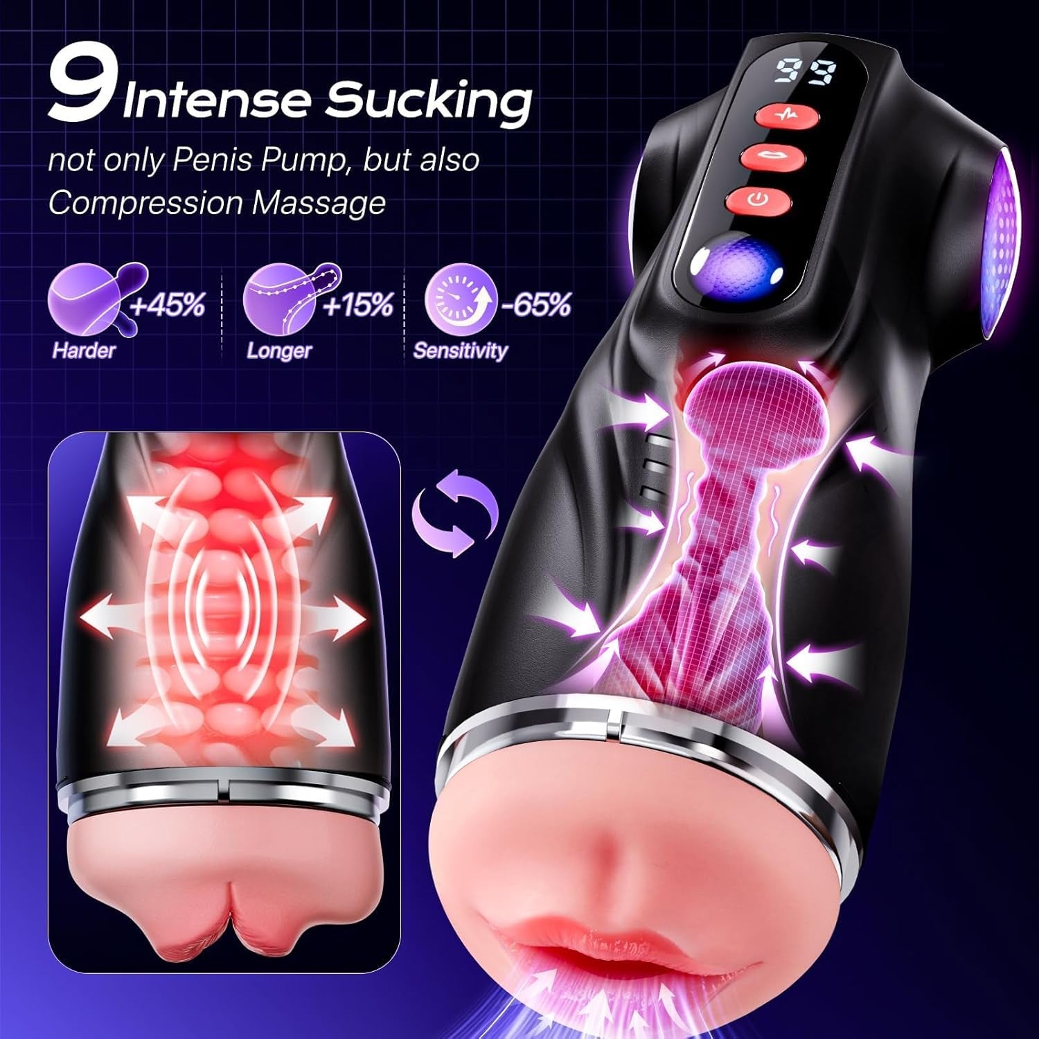 PrismSync AI Sync Pocket Pussy 3 Sleeves 9 Suction 9 Vibration