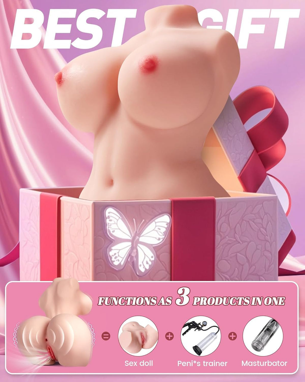 PulseForm Vibrating Dual Channel Torso Sex Doll 5.8LB