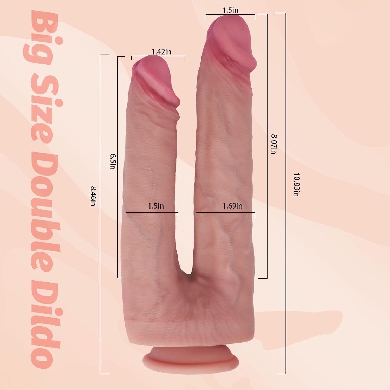 DualGrip 10.8” Double-Ended Dildo Suction Cup Silicone