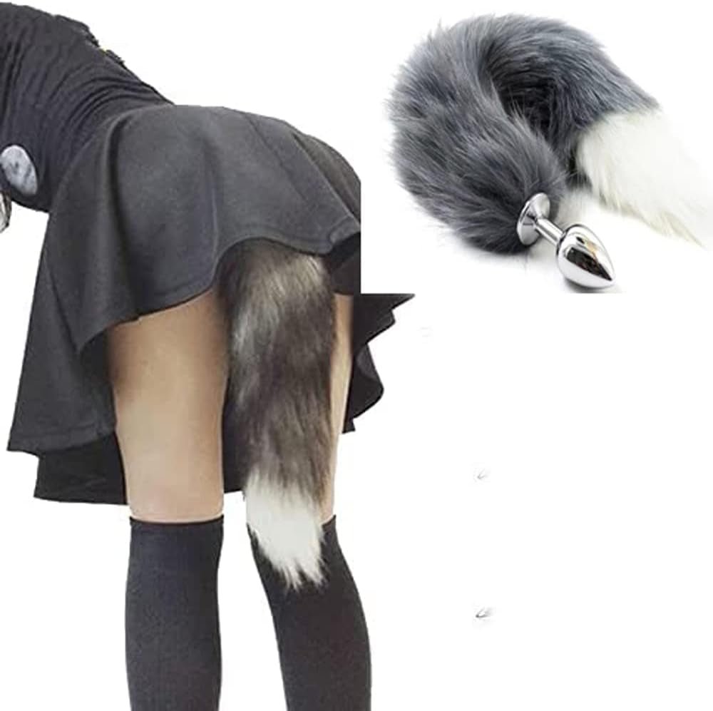 SilverFrost Small Steel Tail Butt Plug Gray White
