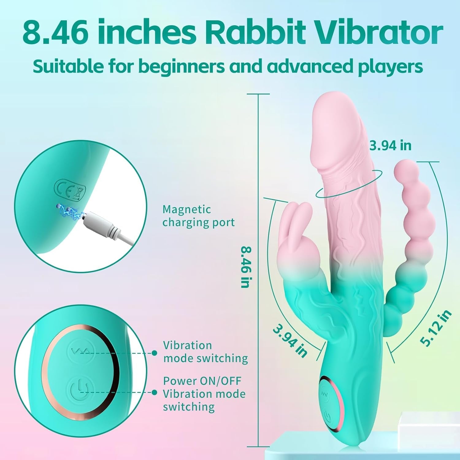 TriBloom 3-in-1 Rabbit Vibrator 20 Modes Beads Waterproof